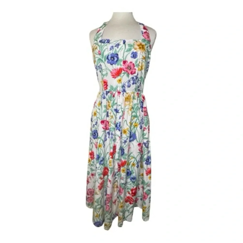 Together Vintage 80’s Floral Midi Dress with Halter Neck Sz 12 - Picture 2 of 7